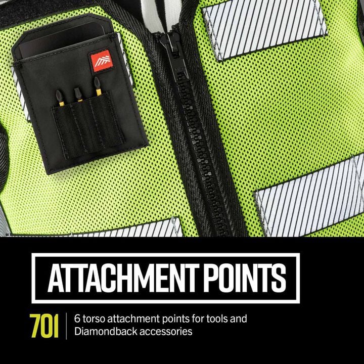 Diamondback Toolbelts 701 Nylon Tool Belt Vest, Hi-Viz Yellow, M/L, large image number 4