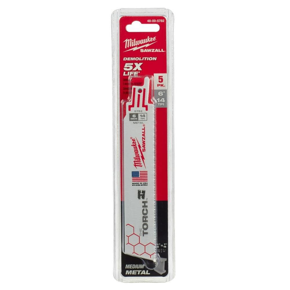 Milwaukee 6 in. 14 TPI THE TORCH SAWZALL Blades 5PK, large image number 11