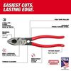 Milwaukee 9inch Linemans Dipped Grip Pliers with Thread Cleaner (USA), small