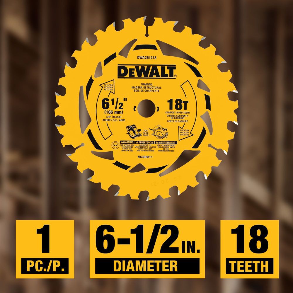 DEWALT 6-1/2 Inch 18T and 24T Circular Saw Blade 2 Pack, large image number 3