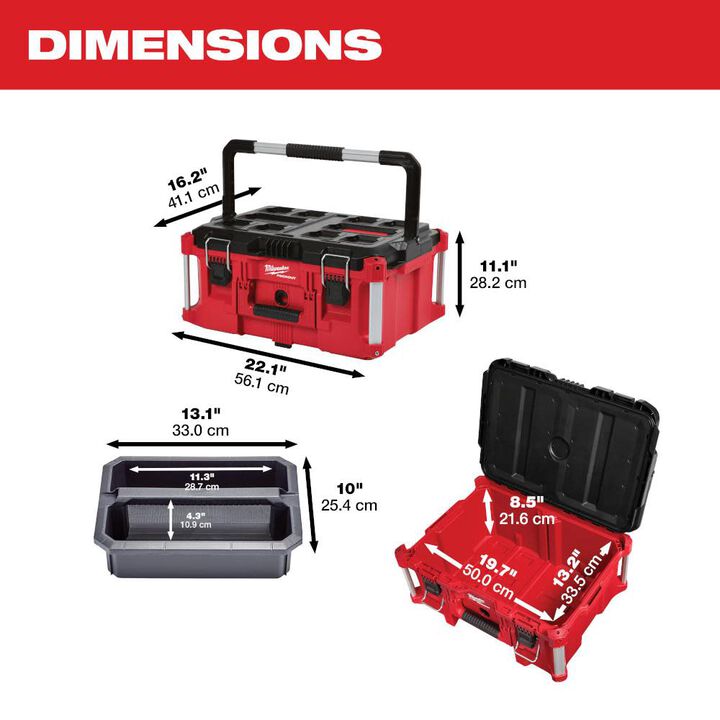 Milwaukee PACKOUT Large Tool Box & 100PC Shockwave Packout Kit Bundle, large image number 2