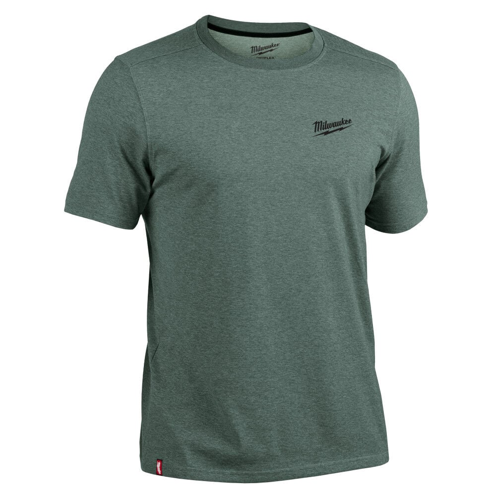 Milwaukee FREEFLEX Hybrid Short Sleeve Work Tee Dark Green Size Large - 603E-L