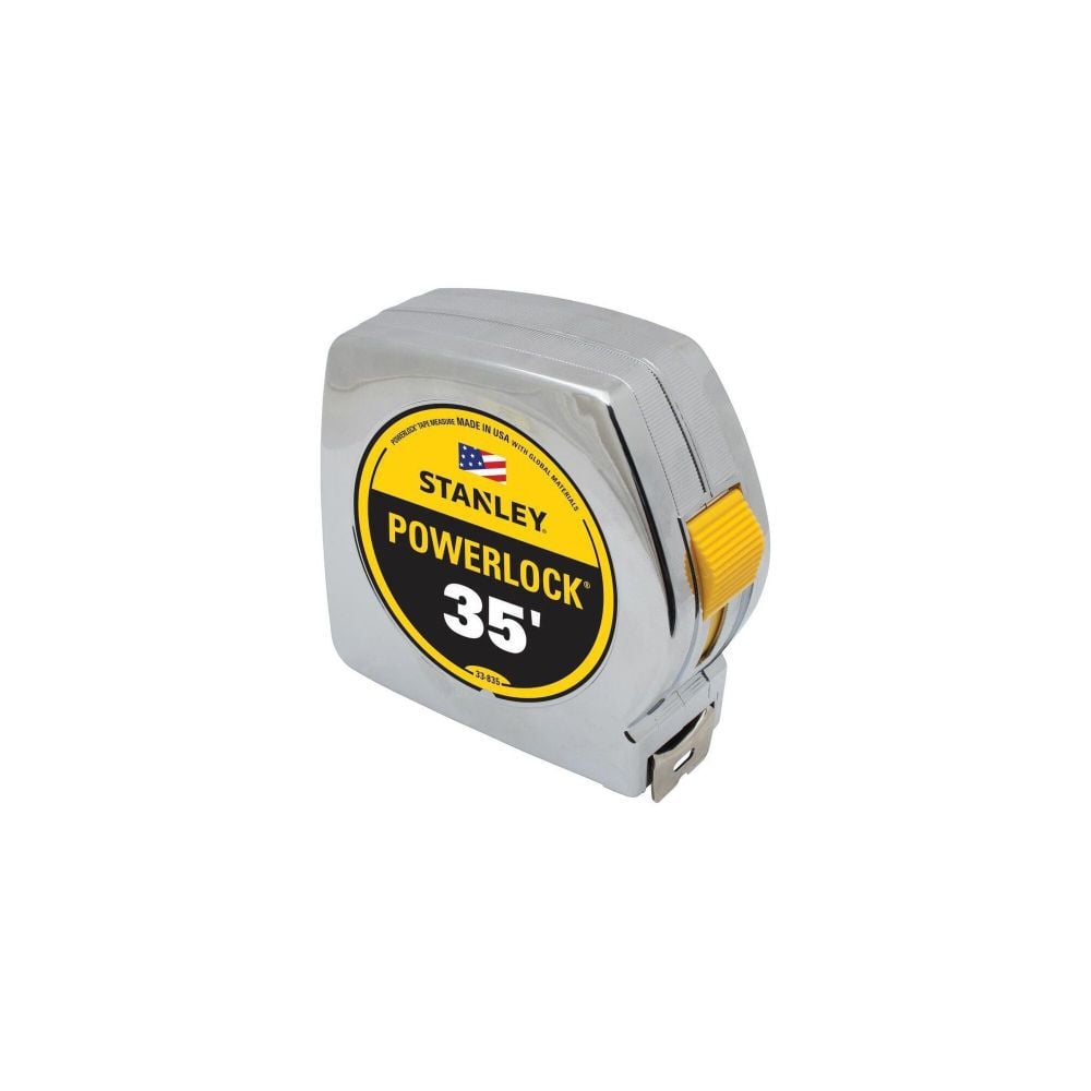 Stanley 35Ft x 1In Chrome Case PowerLock Classic Tape Measure, large image number 1