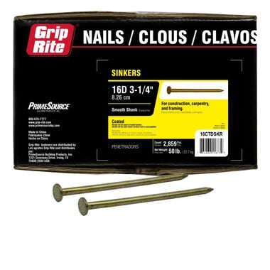 Grip Rite 50-Lb 9-Gauge 3.25-in Vinyl-Coated Smooth Sinker Nails
