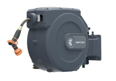 Giraffe Tools 5/8 Inch x 115 Foot Dark Grey Garden Hose Reel with PP Bracket