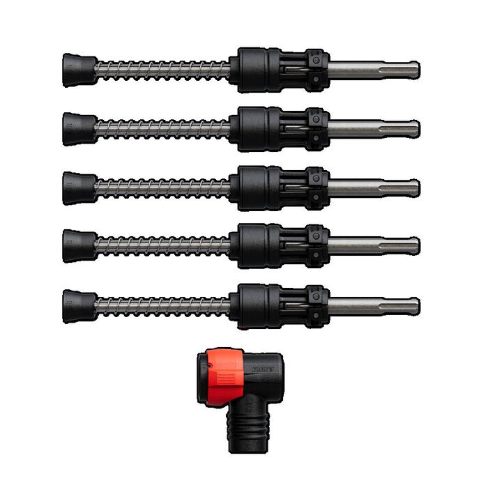 Diablo Tools AMPED Rebar Demon 1/4 Inch x 4 Inch x 9 Inch SDS-Plus 4-Cutter FCH Dust Extraction Hammer Bit, 5 Pack with Snap-Lock Adapter