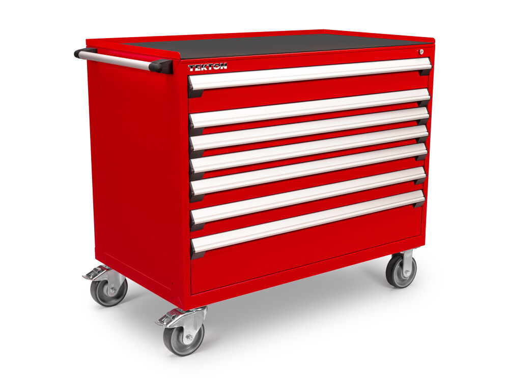 Tekton 7-Drawer Tool Cabinet, Steel Top and Mat, Red (48 x 27 x 41-1/2 Inch), large image number 1