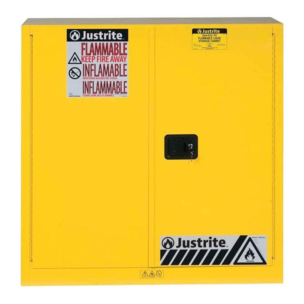 Justrite 30 Gallon Yellow Steel Self Close Flammable Cabinet - 893020