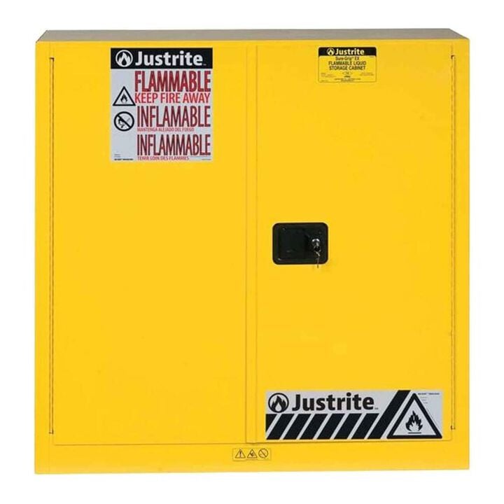 Justrite 30 Gallon Yellow Steel Self Close Flammable Cabinet