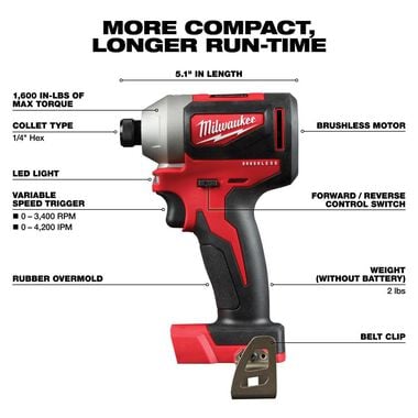 Milwaukee M18 Compact Brushless Drill Driver/Impact Driver Combo Kit, large image number 3
