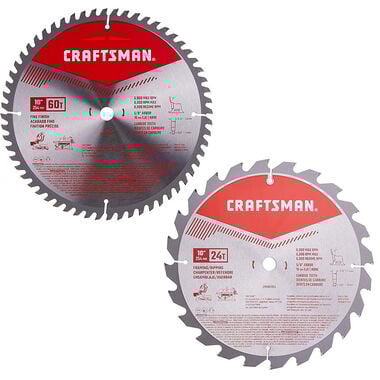 CRAFTSMAN 10 Inch Saw Blade Combo, 2 Pack