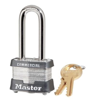 Master Lock 1-9/16 In. (40mm) Wide Laminated Steel Pin Tumbler Padlock with 2 In. (51mm) Shackle Keyed Alike - 3KALH, large image number 0