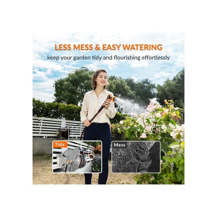 Giraffe Tools Silver Stainless Steel Garden Hose Reel without Hose, large image number 1
