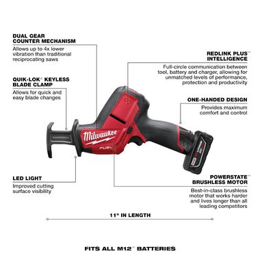 Milwaukee M12 FUEL HACKZALL Reciprocating Saw Kit, large image number 6