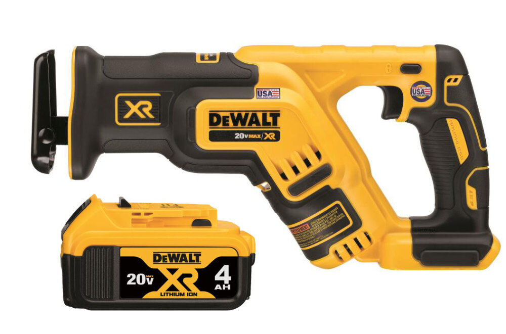 DEWALT 20V MAX Compact Recip Saw with XR 4Ah Battery Bundle DCB204 DCS367B Acme Tools