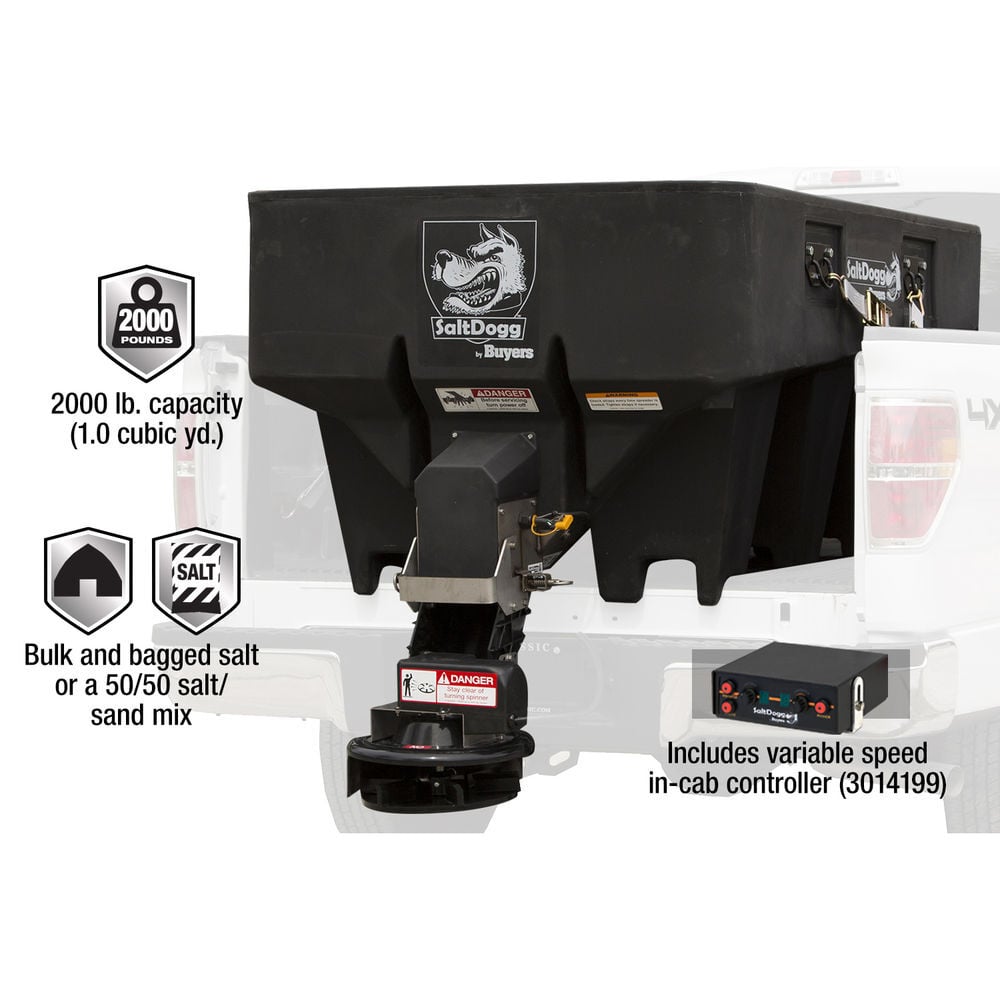 Buyers Products Company SaltDogg 1.0 Cubic Yard Electric Black Poly Hopper Spreader, large image number 3