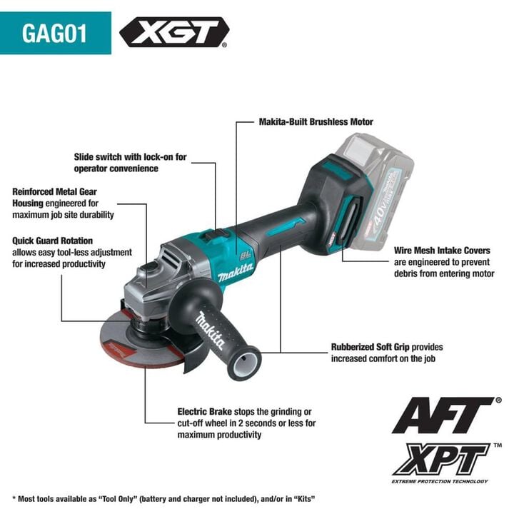 Makita 40V max XGT Angle Grinder 4 1/2 / 5in (Bare Tool), large image number 7