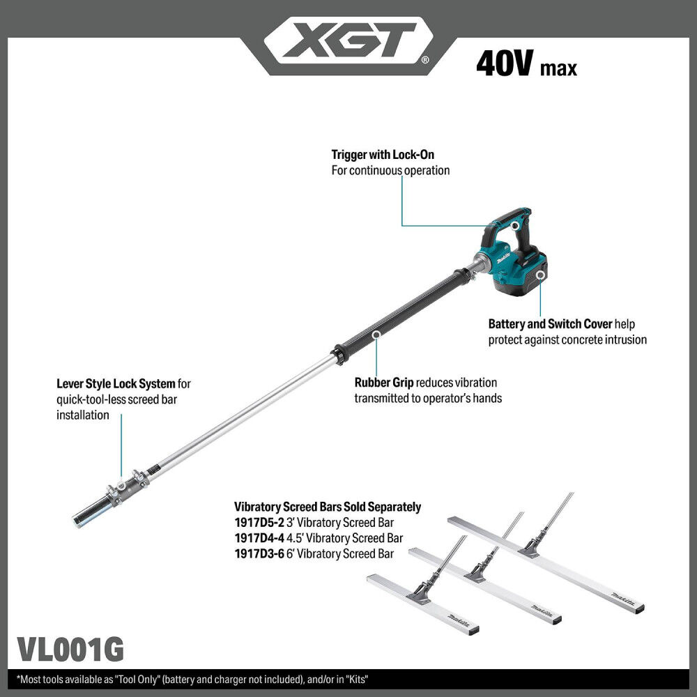 Makita 40V max XGT Brushless Cordless Vibratory Concrete Screed (Bare Tool), large image number 2