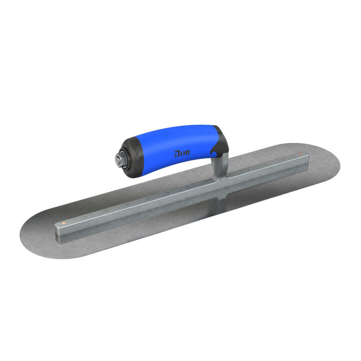 Bon Tool Finish Trowel- Round Carbon Steel 16 Inch x 4.5 Inch with Comfort Grip Handle Long Shank, large image number 1