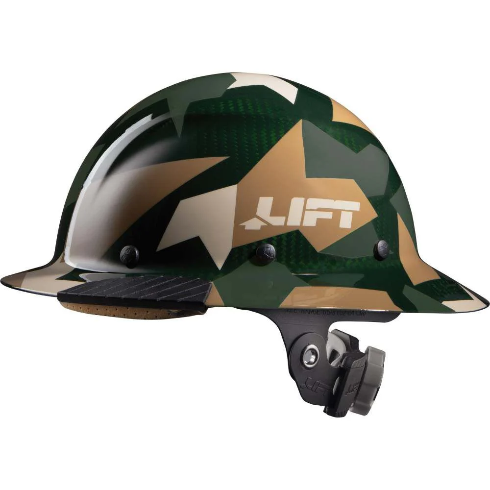 Lift Safety Hard Hat DAX Jungle Camo Carbon Fiber Full Brim - HDC-20CJ
