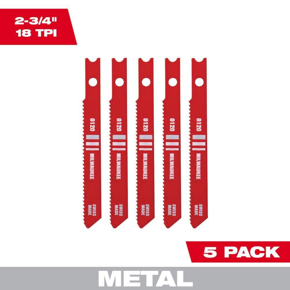 Milwaukee 2-3/4 in. 18 TPI High Speed Steel Jig Saw Blade 5PK, large image number 1