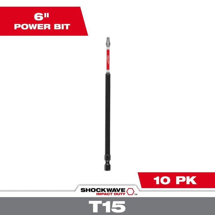 Milwaukee SHOCKWAVE 6 in. Impact Torx T15 Impact Driver Bit 10PK