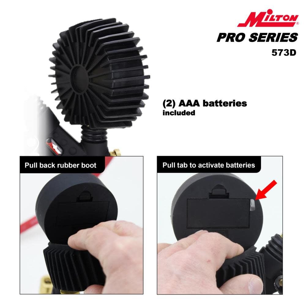 Milton 573D Pro Digital Pistol Grip Inflator Gauge - 36in Hose and Ball Chuck with Clip - 255 PSI, large image number 6