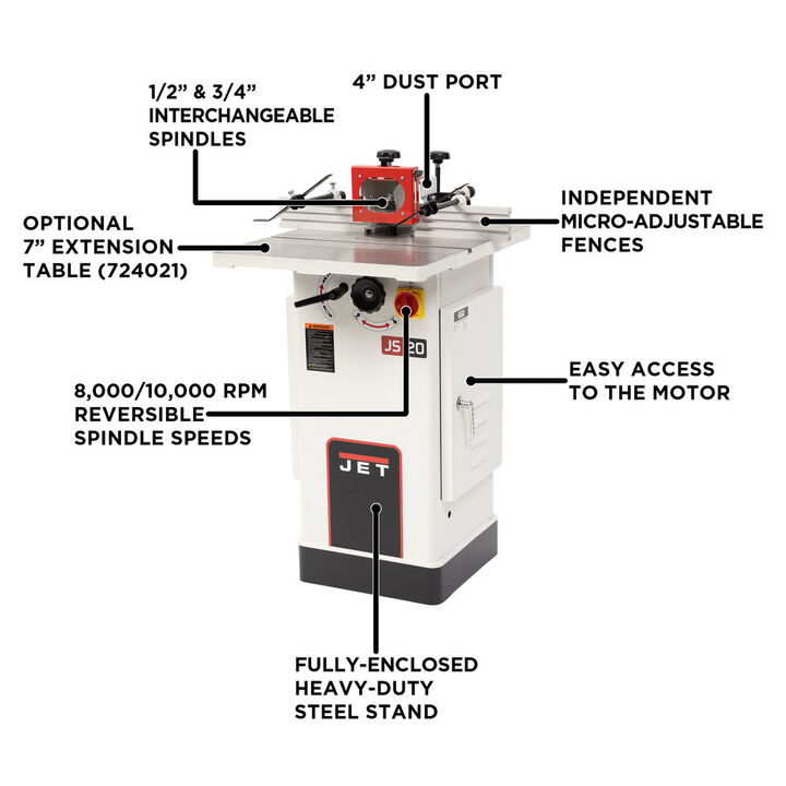 JET JWS-20CS Shaper 1.5HP, large image number 1