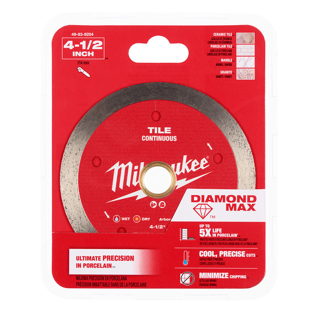 Milwaukee Diamond Max 4 1/2 Inch Continuous Rim Diamond Blade for Tile, large image number 6
