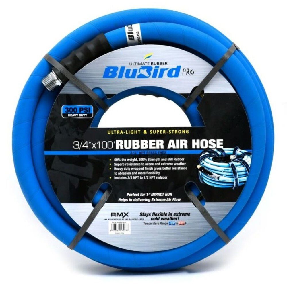 BluBird Pro 3/4 Inch x 100 Ft. Rubber Air Hose Assembly, large image number 1