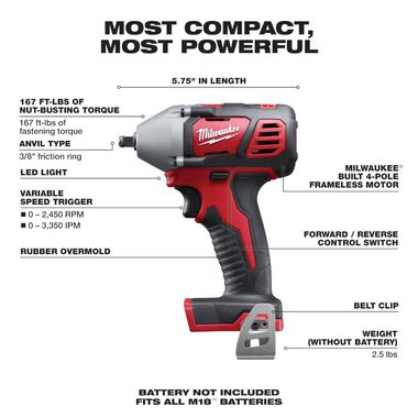 Milwaukee M18 3/8 In. Impact Wrench (Bare Tool), large image number 1