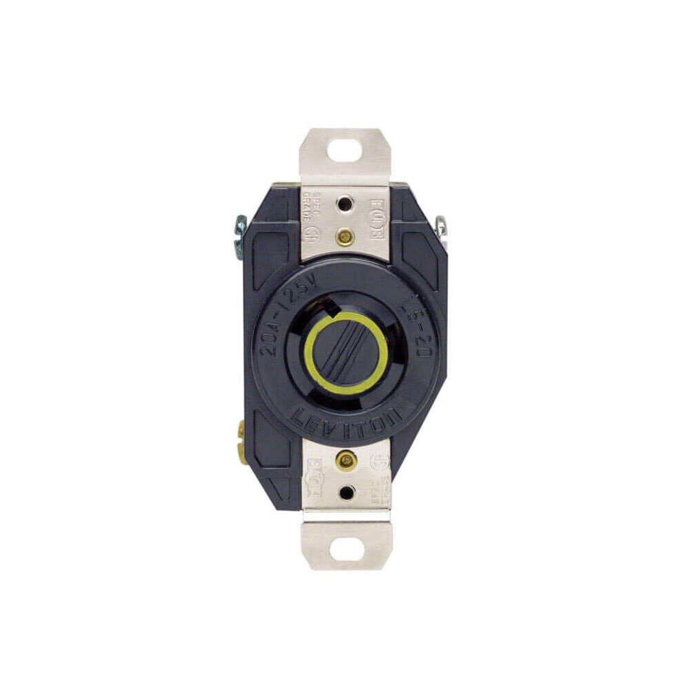 Leviton 20A 125V Black Grounded Single Locking Outlet Receptacle – 3265204