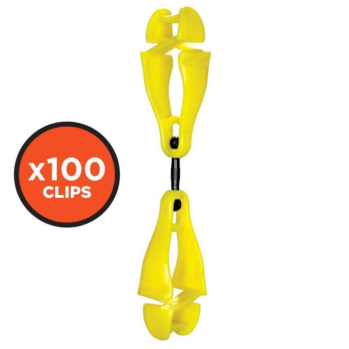 Ergodyne Squids 3420-BULK Swivel Glove Clip Holder Dual Clips Lime 100 Pieces
