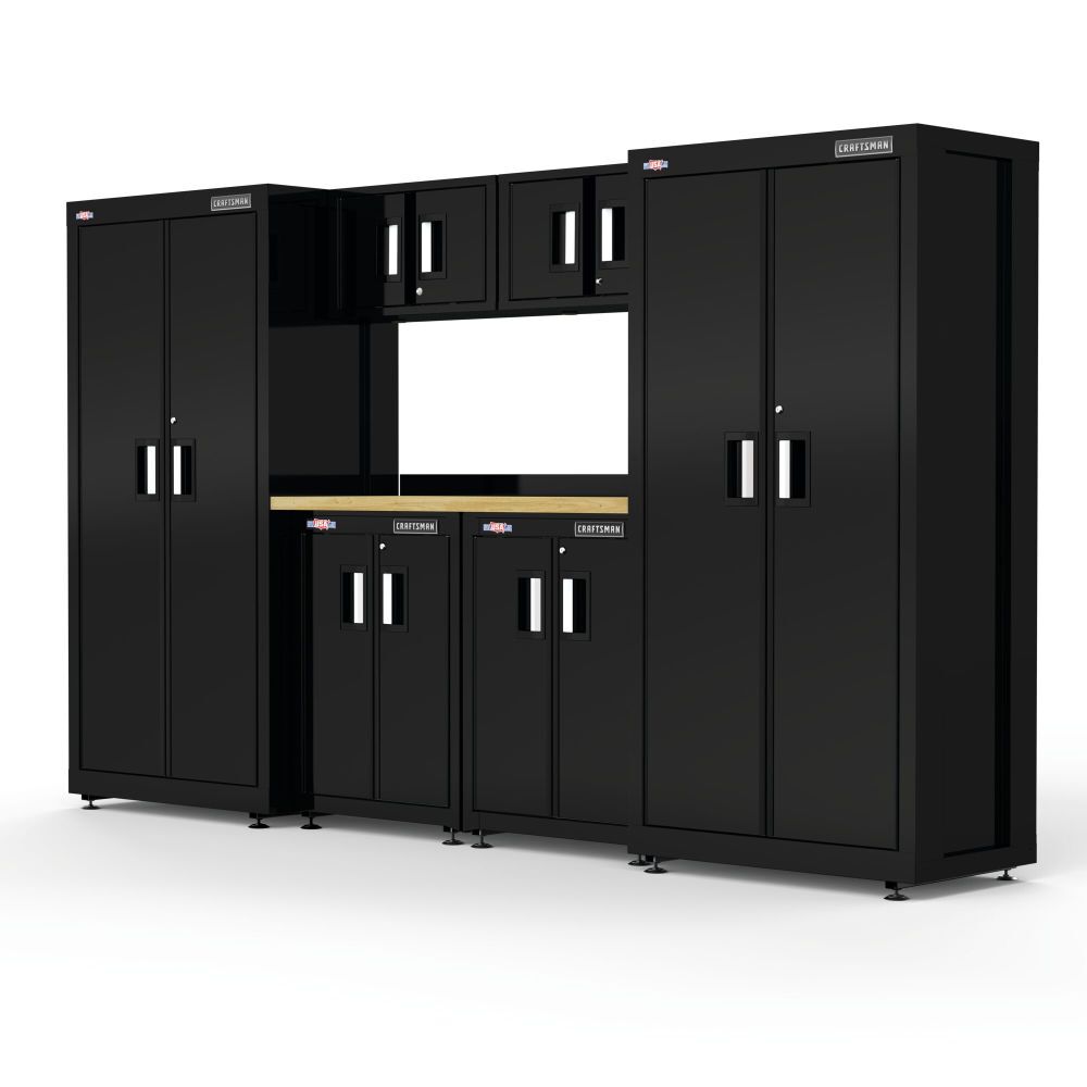 CRAFTSMAN 126 Inch Wide Welded Metal Storage Suite with Cabinet Storage, 7 Piece – CMST98239BK