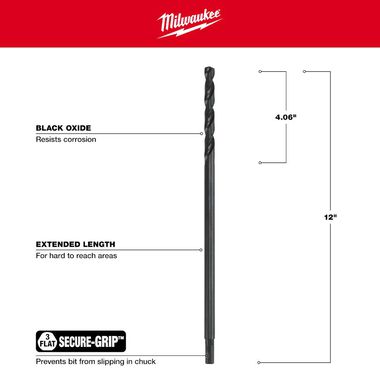 Milwaukee 7/16 in. Aircraft Length Black Oxide Drill Bit, large image number 2