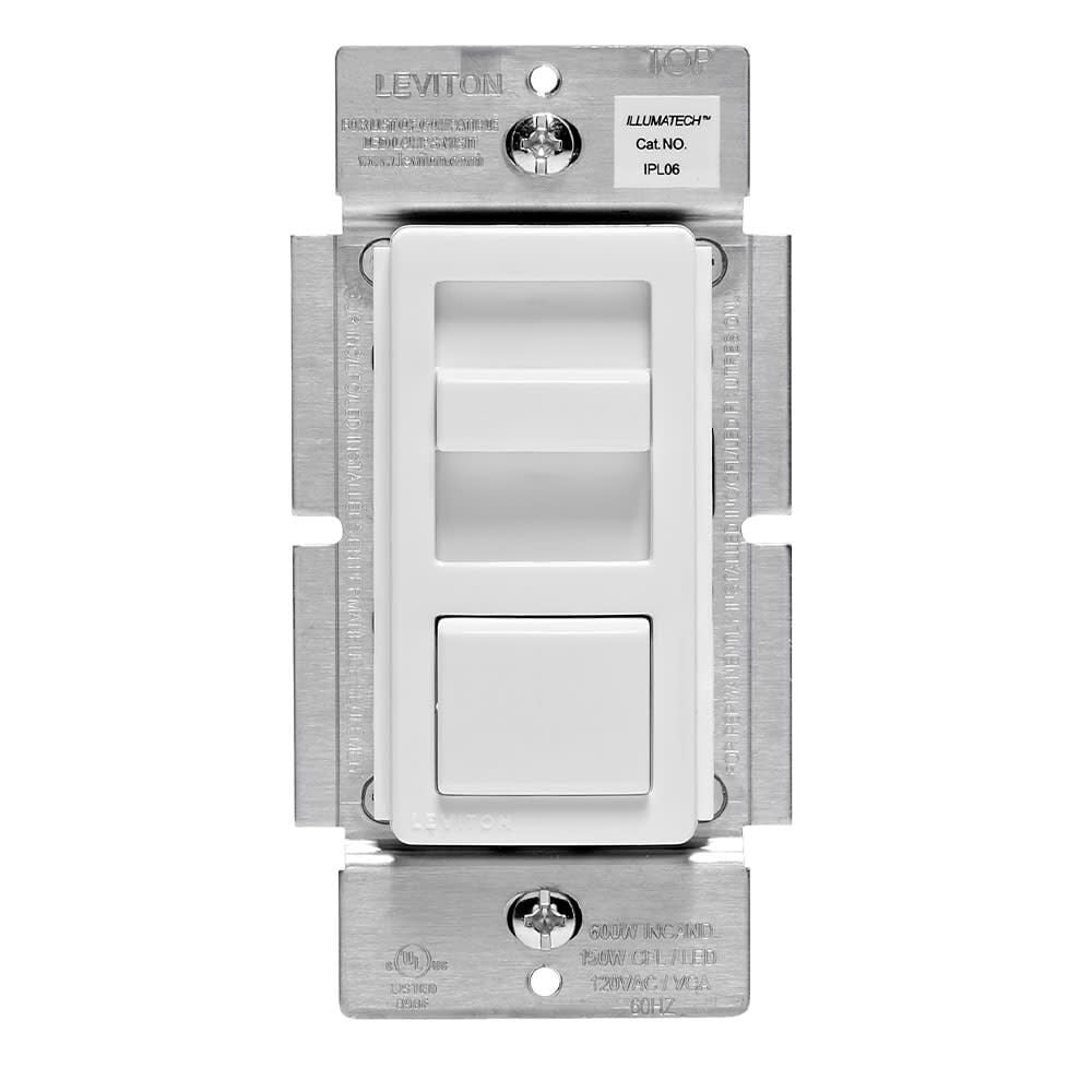 Leviton IllumaTech 120V 600W White 3 Way Slide Dimmer Switch – 3423365