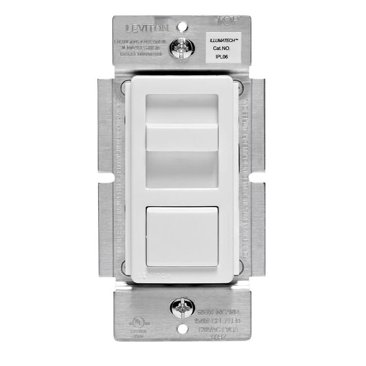 Leviton IllumaTech 120V 600W White 3 Way Slide Dimmer Switch