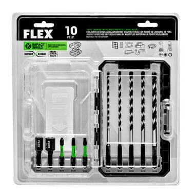 FLEX Drill & Drive Bit Set Carbide Tipped Multi Construction 10pc