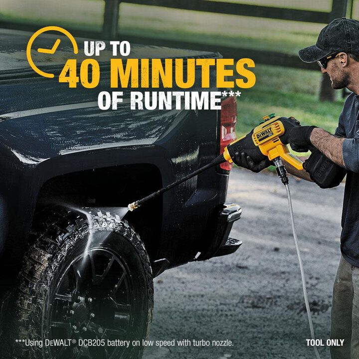 DEWALT 20V Max 550 PSI 1.0 GPM Battery Powered Cold Water Power Cleaner with 4 Spray Nozzles Bare Tool, large image number 1