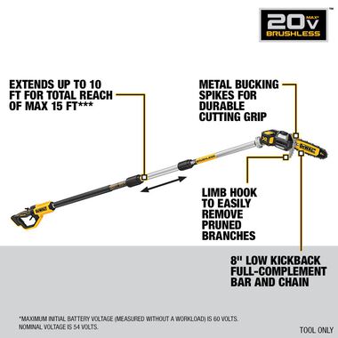 Pole Saw Dewalt 20v Tool Only DeWALT DWZCSB8 Replacement Bar, In