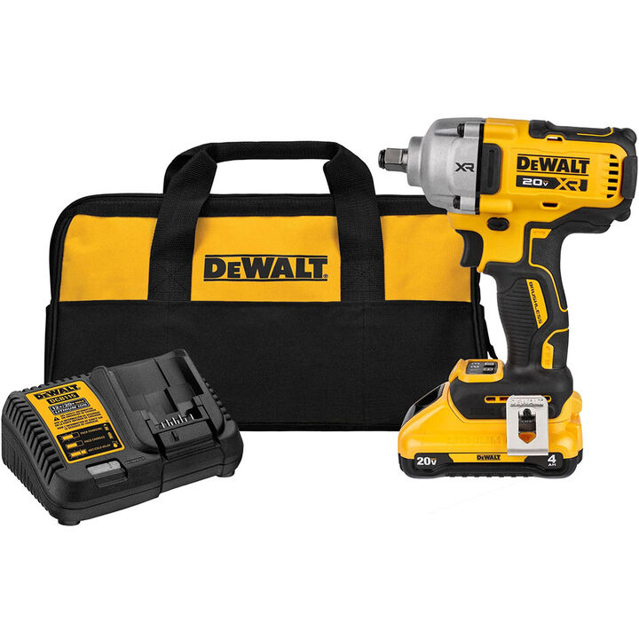 DEWALT 20V MAX XR 1/2 Inch Impact Wrench Kit with Hog Ring Anvil