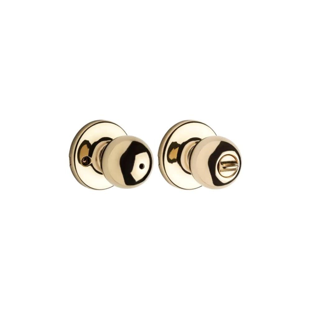 Kwikset Polished Brass Bed/Bath Polo Privacy Door Knob Set – 93001-873