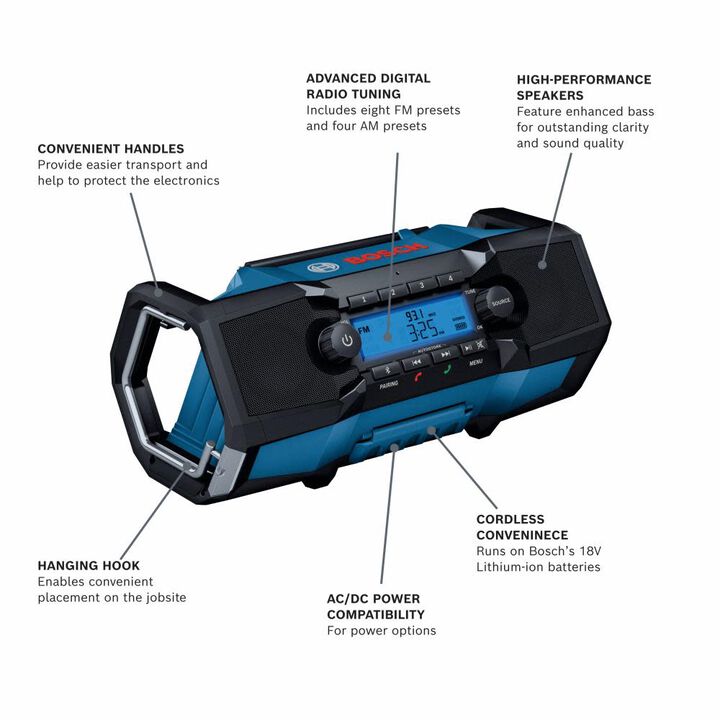 Bosch Promotional 18V Compact Jobsite Radio with Bluetooth 5.0 (Bare Tool), large image number 1