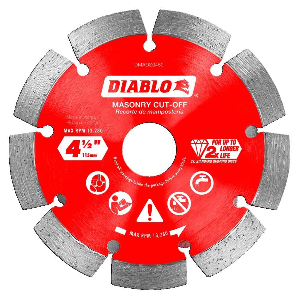 Diablo Tools 4 1/2 Inch Segmented Rim Diamond Cut-Off Blade for Masonry – DMADS0450