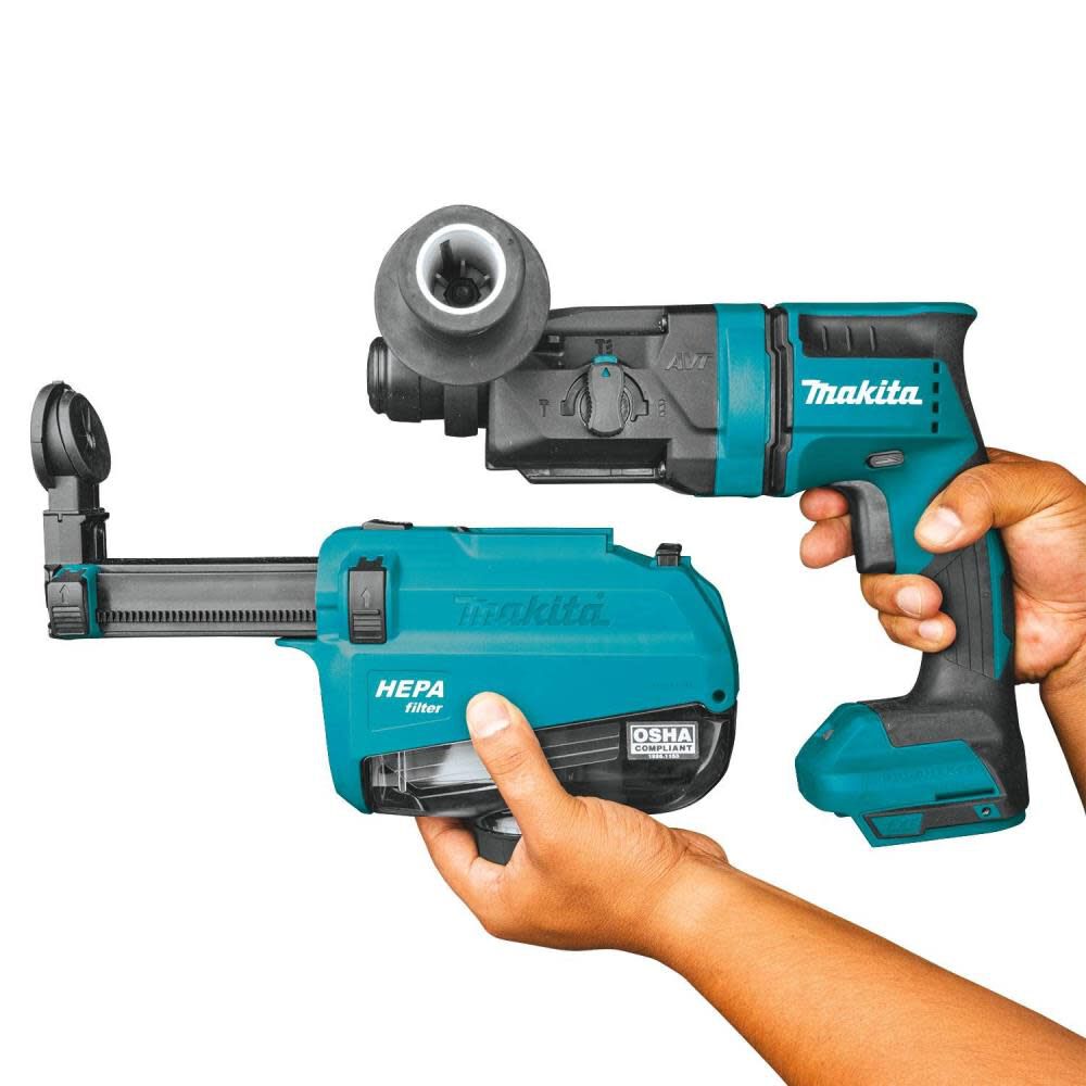 Makita 18V LXT 11 16in AVT SDS Plus Rotary Hammer Kit with HEPA Dust Extractor Bare Tool XRH12ZW Acme Tools