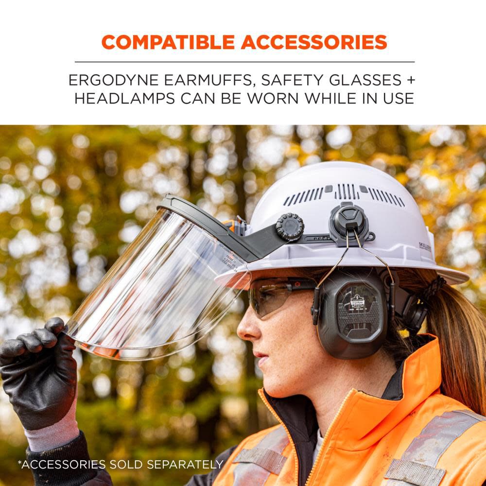 Ergodyne Clear Lens Gray Hard Hat Face Shield for Full Brim 60245