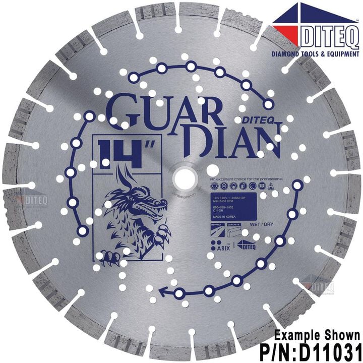 Diteq Guardian 12 Inch Super Premium Segmented Turbo Rim Diamond Blade for Concrete and Asphalt
