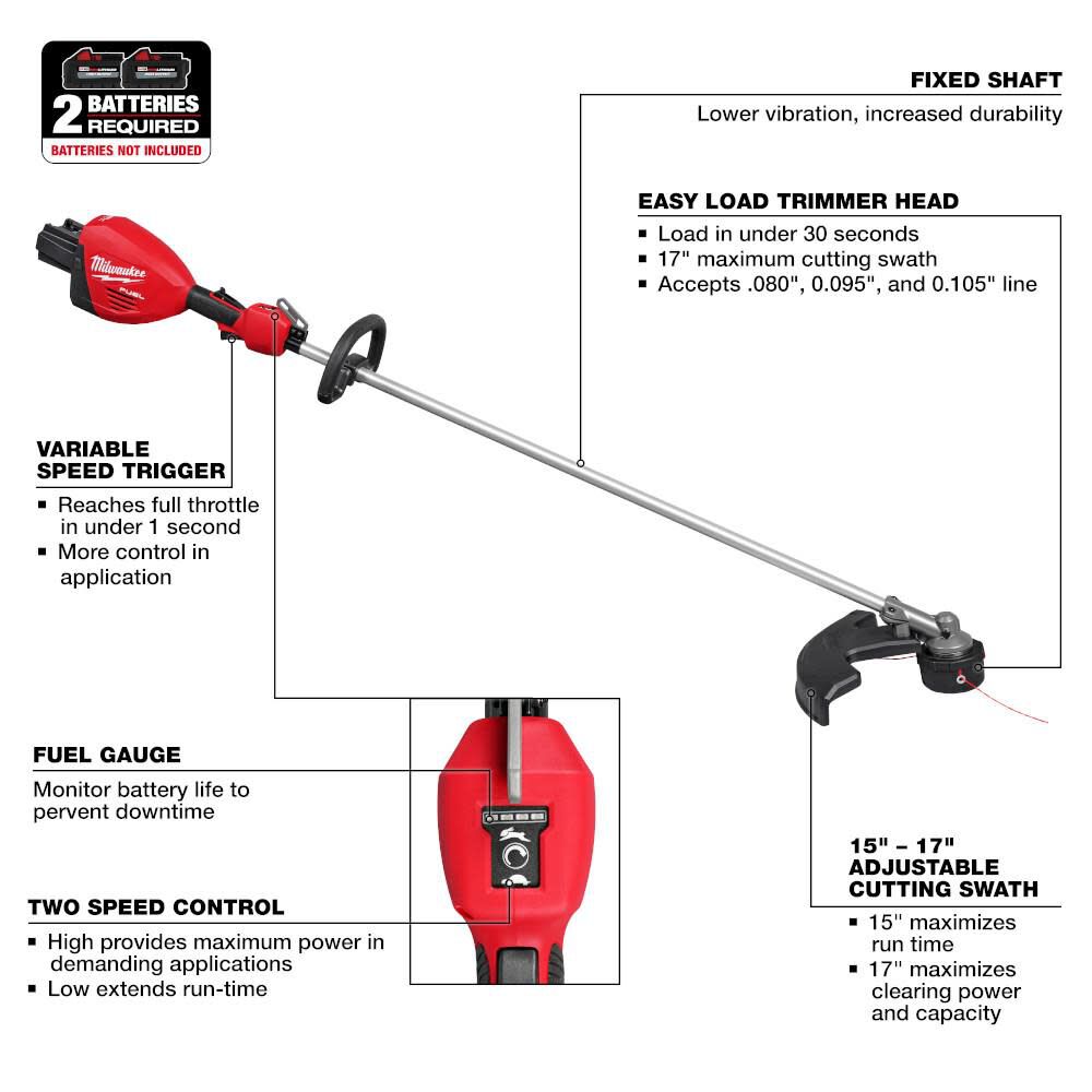Milwaukee M18 FUEL 17 Inch Dual Battery String Trimmer (Bare Tool) - Reconditioned, large image number 5