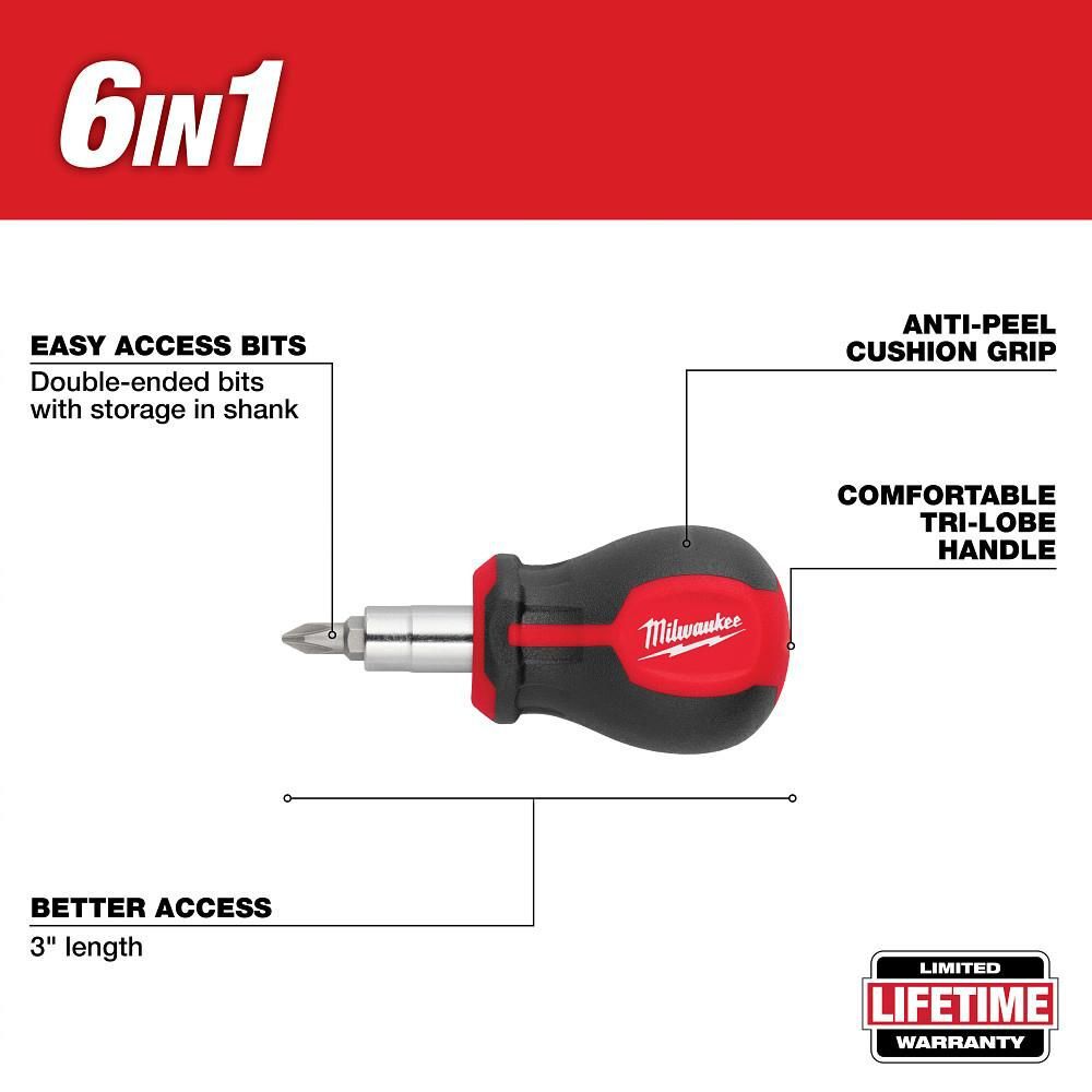 Milwaukee 11-in-1 Multi-Bit Screwdriver and 6-IN-1 Stubby Multi-Bit Screwdriver, 2 Pieces, large image number 3