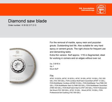 Fein Diamond Saw Blade, large image number 3